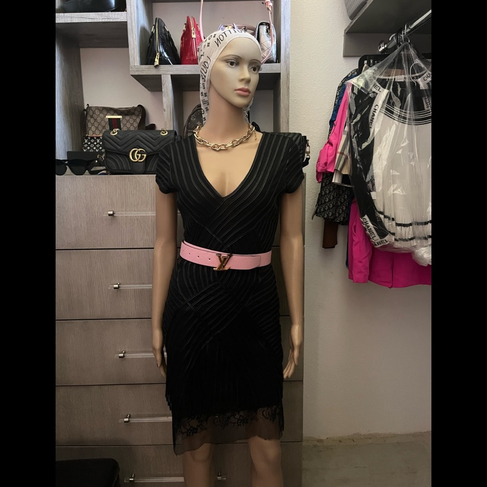 Prada mesh- leather dress stretchy mint Small